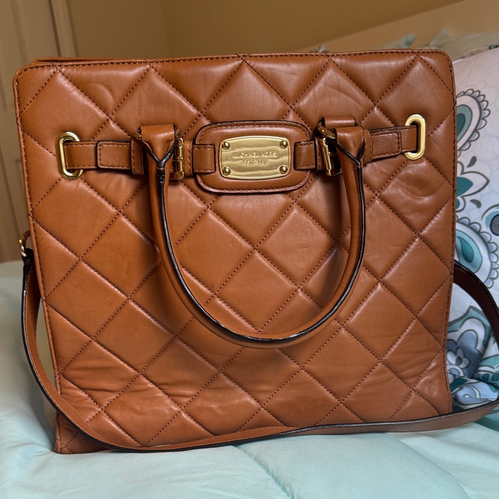 Michael Kors Large Brown Quilted Leather Tote Bag